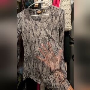Harley-Davidson Black and White Mesh Top